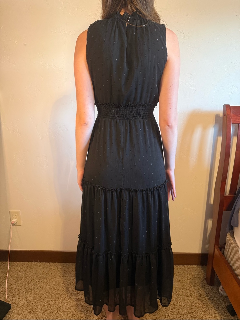 Draper James Black Sleeveless High-Neck Smocked Maxi Dress - Picture 4 of 13